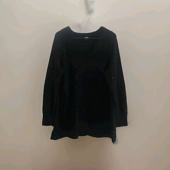 Apt. 9 Sweater Women's Plus Size 1x   V Neck Long Sleeve Sequin  Black - Picture 1 of 5
